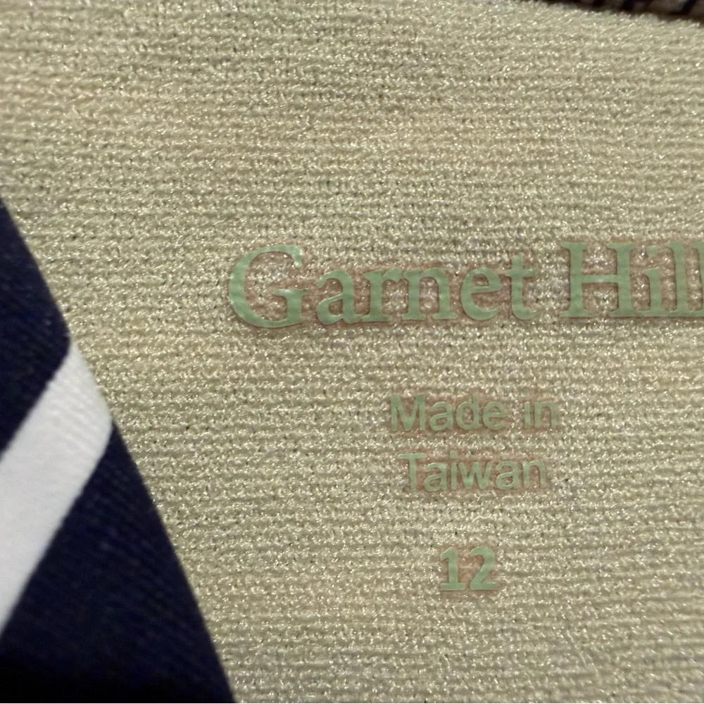 Garnet Hill Navy & White Striped V‑Neck One‑Piece Swimsuit